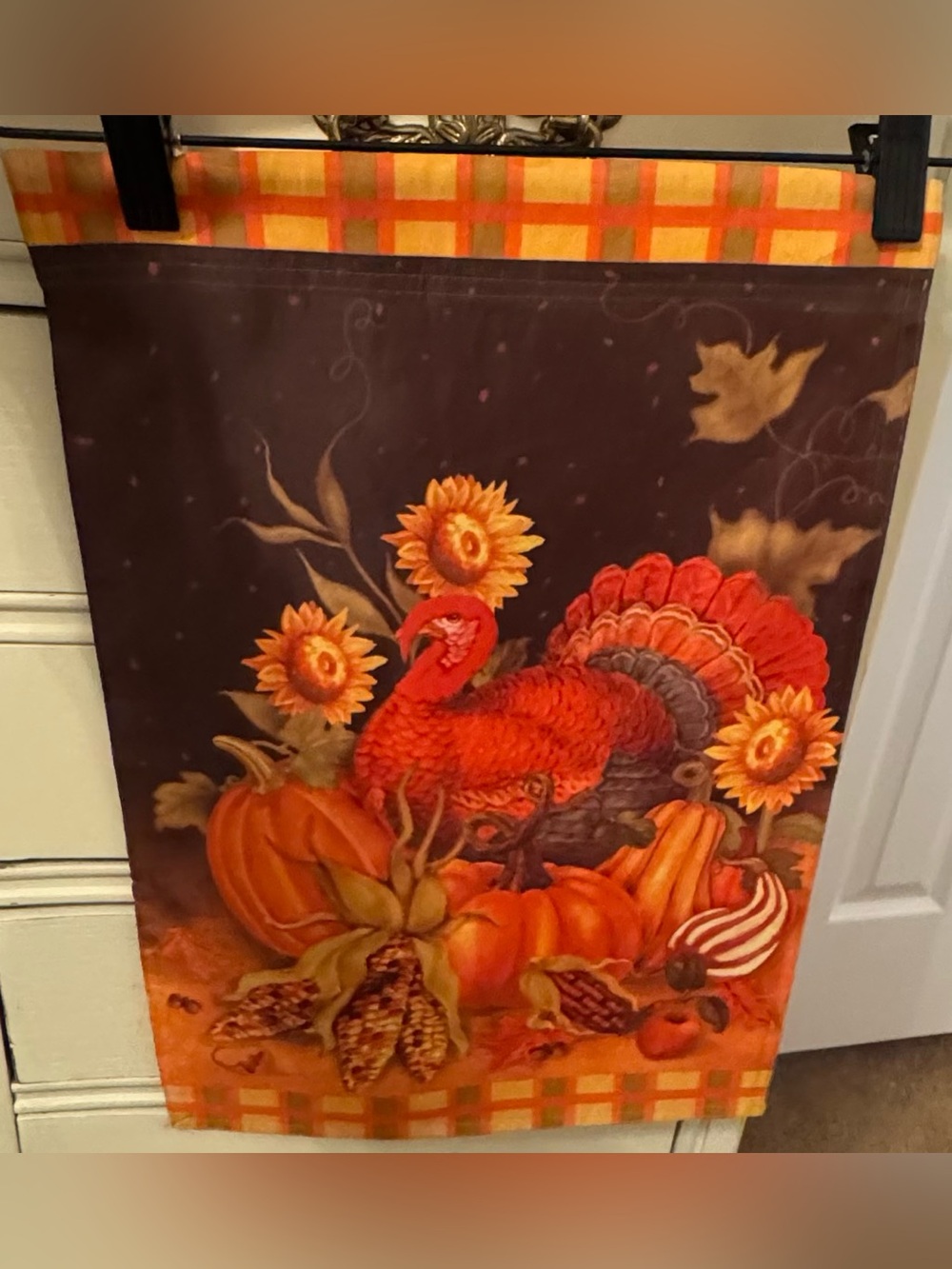 Autumn Harvest Turkey Garden Flag - Reversible 10” x 12”